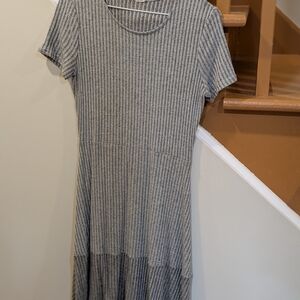 Gray Ribbed Knit Dress